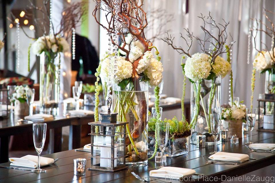 Table setup with centerpiece