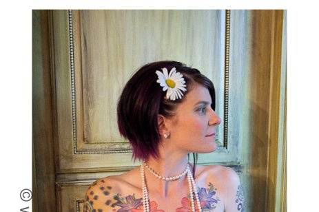 Yes those are beautiful floral tattoos with a simple bouquet from our garden.