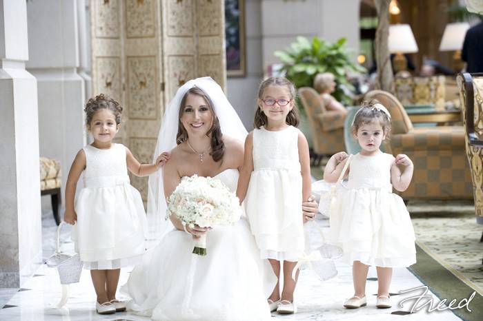 Bride with little girls