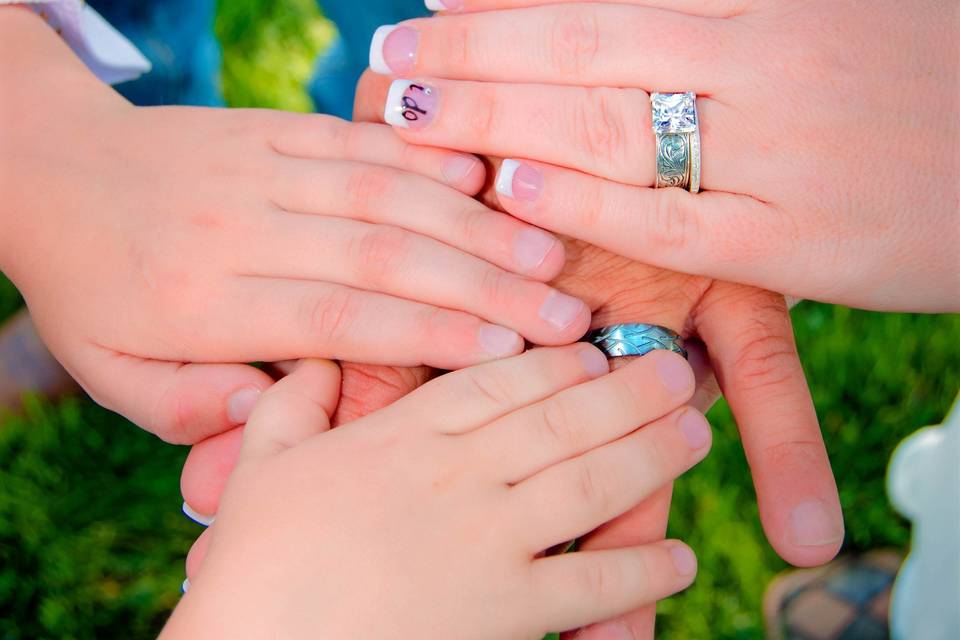 Family hands shot