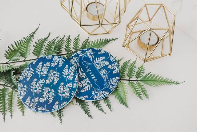 Teal ceramic coaster