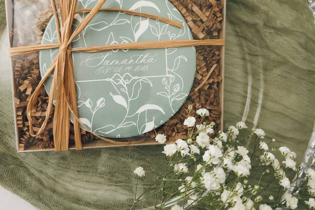 Sage ceramic coaster w/ box