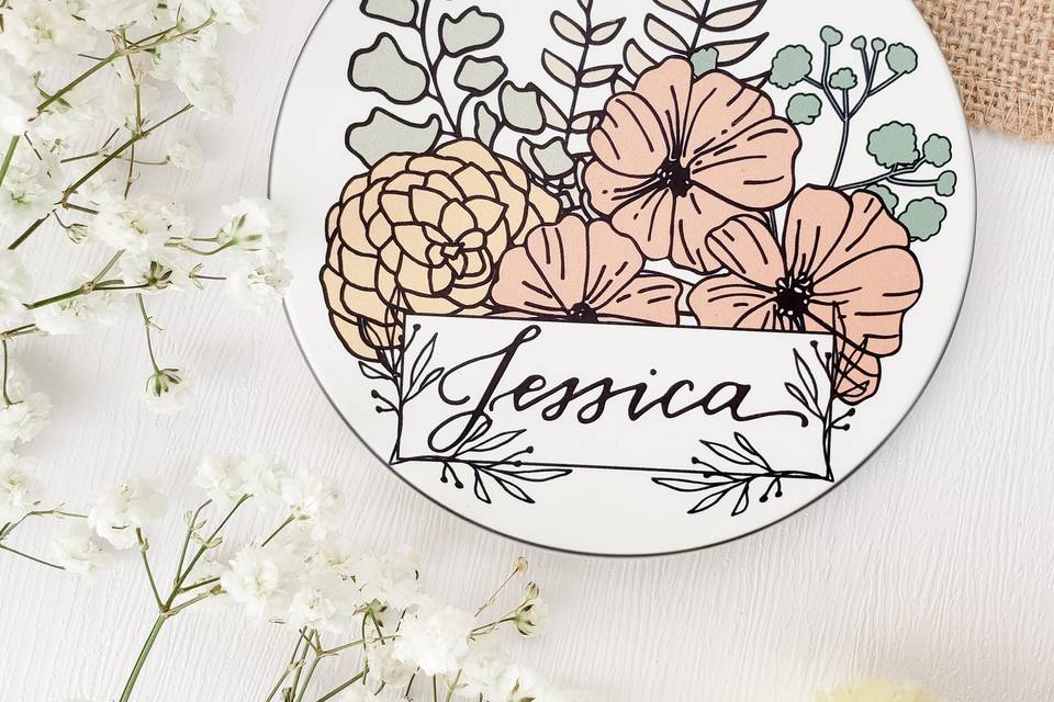 Personalized floral coaster