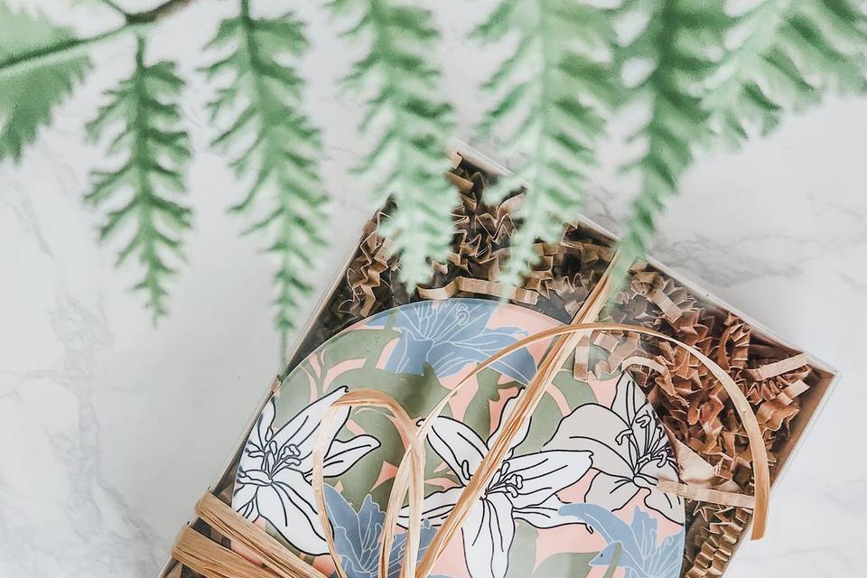 Boxed lily ceramic coaster