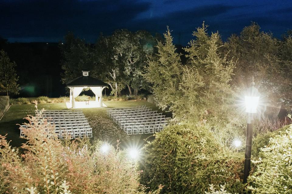 Nighttime ceremony setup