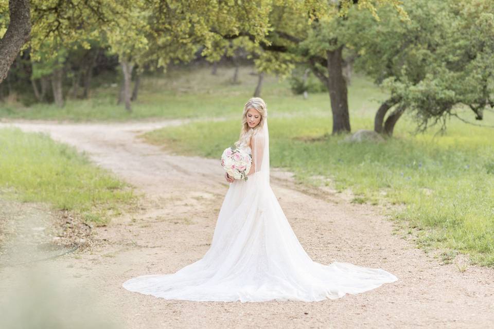 Bride on walking path