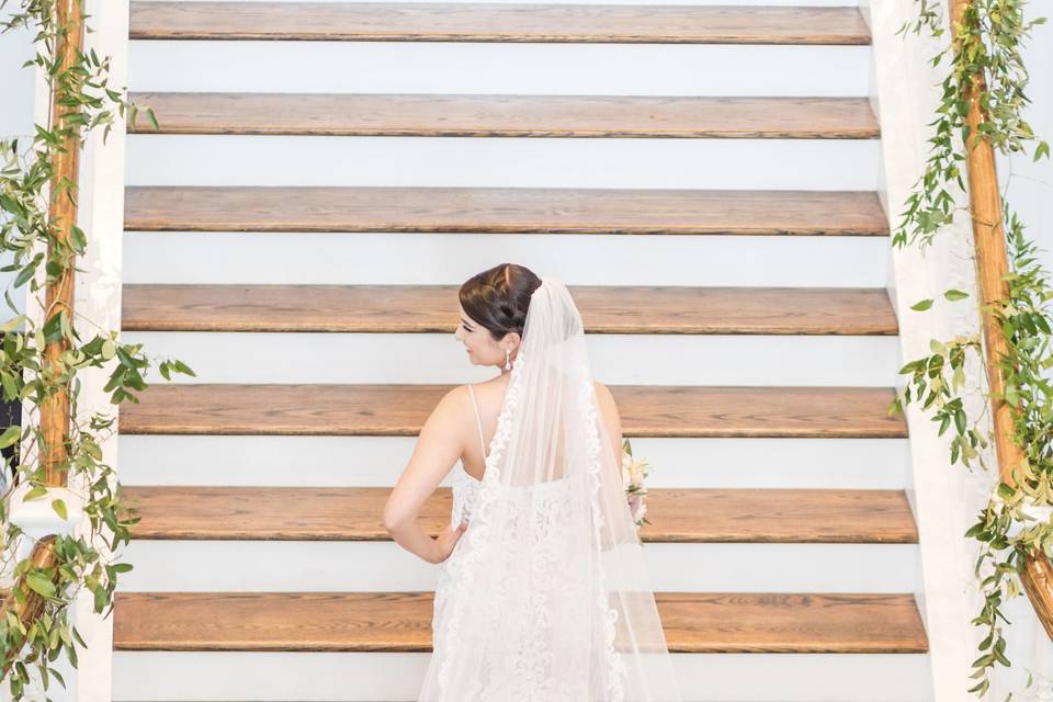 Bride on stairs