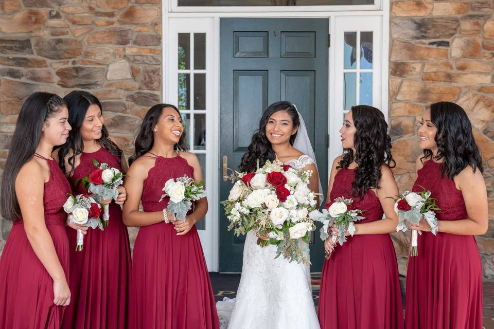 Bride and bridesmaids