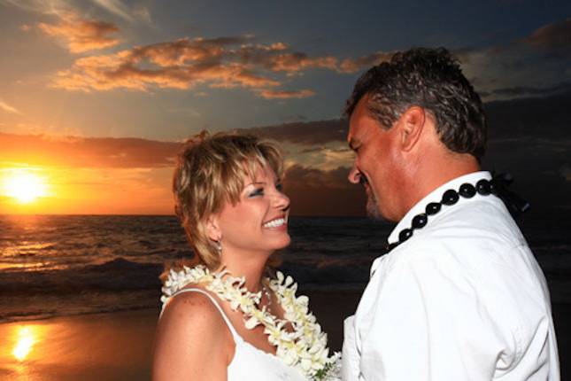 Our favorite sunset beach destination wedding location on Maui.  It's called Wailea Beach