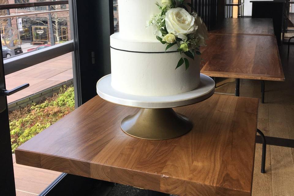 Buttercream and fresh flowers.