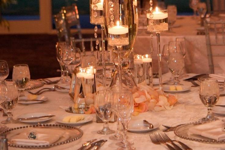 Table setup with centerpiece