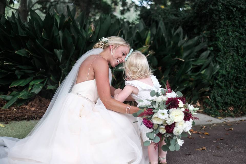 Flower girl and bride