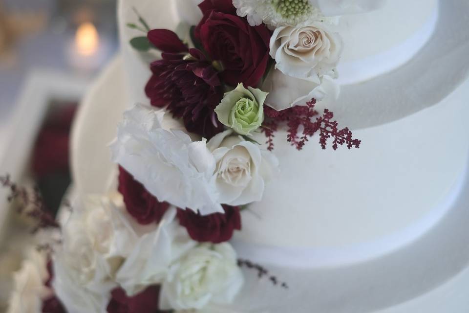 Maroon floral cake