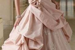 Pink ruffled wedding dress