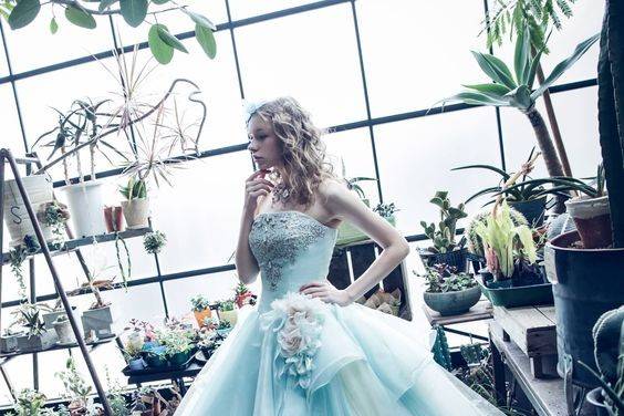 Blue wedding gown