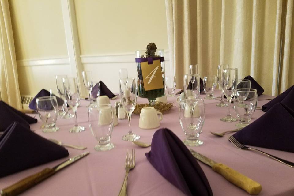 Table setting and violet decor