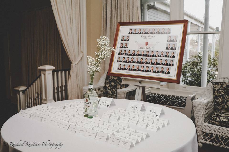 Place cards and seating chart