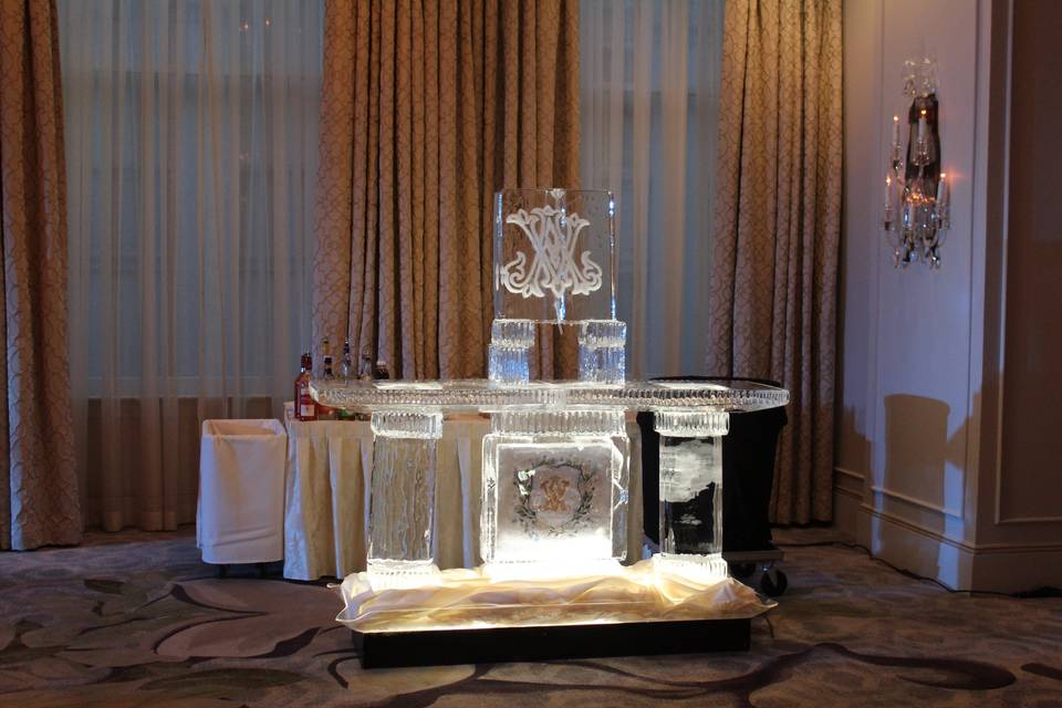 Cocktail ice bar with logo luge