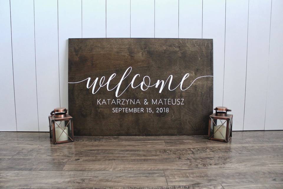 Welcome Wood Sign
