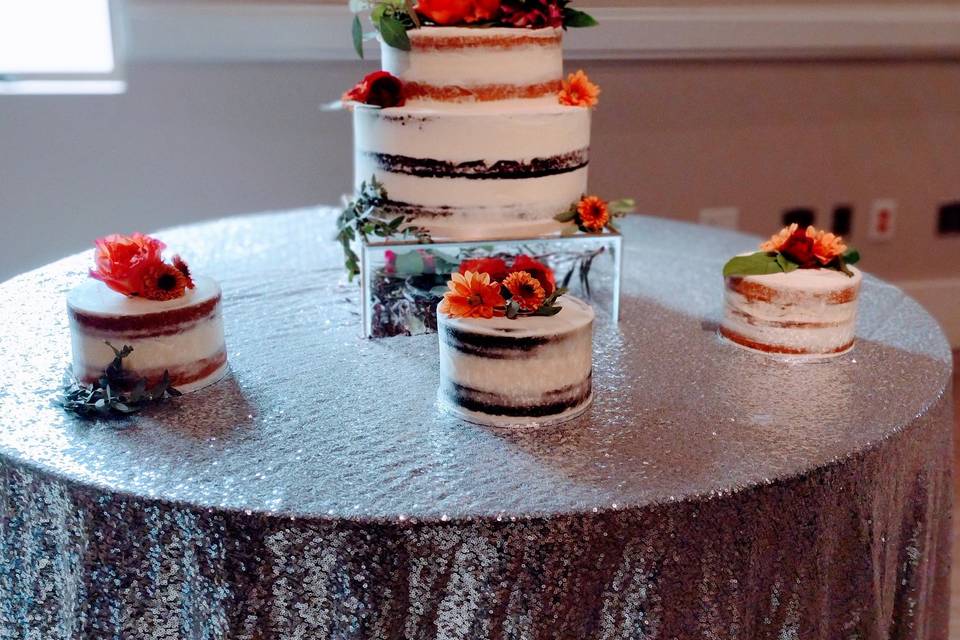 Main cake with mini cakes