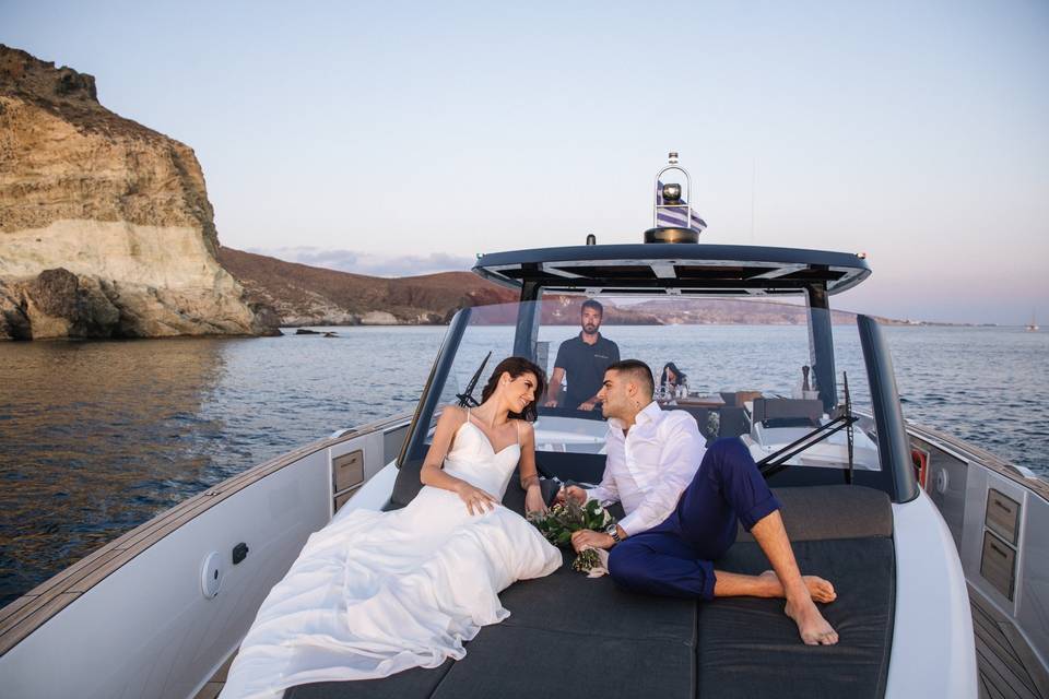 Enjoying the calm on the boat, Vangelis Photography