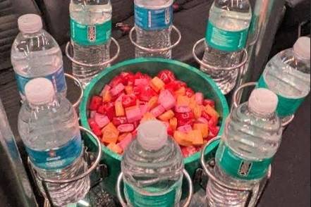 Starburst and bottled water!