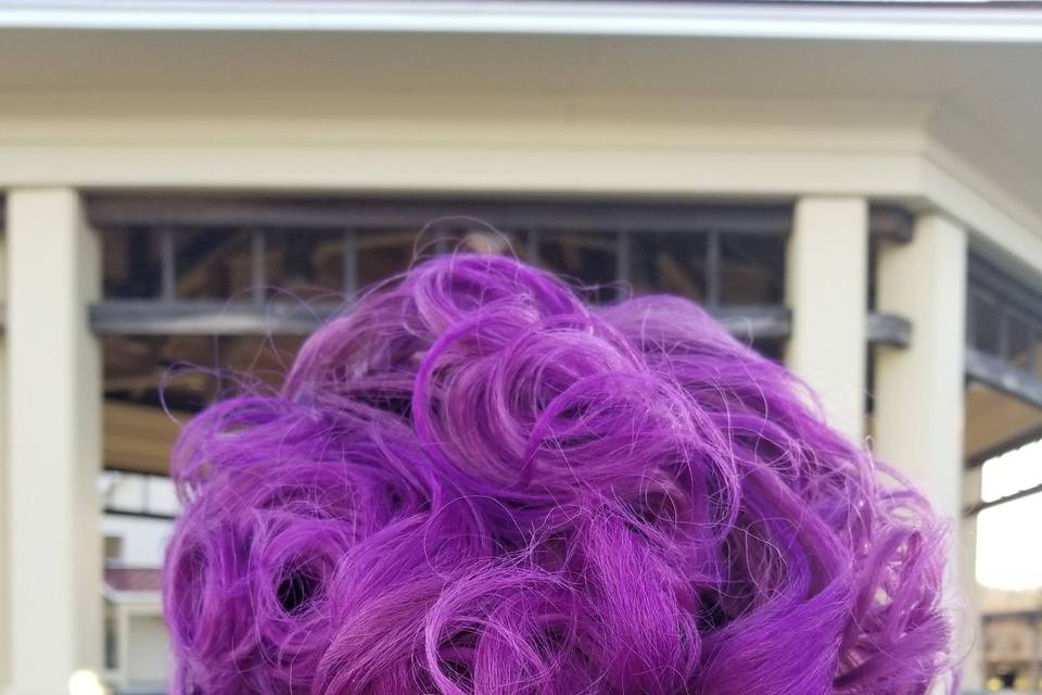 Purple wedding updo