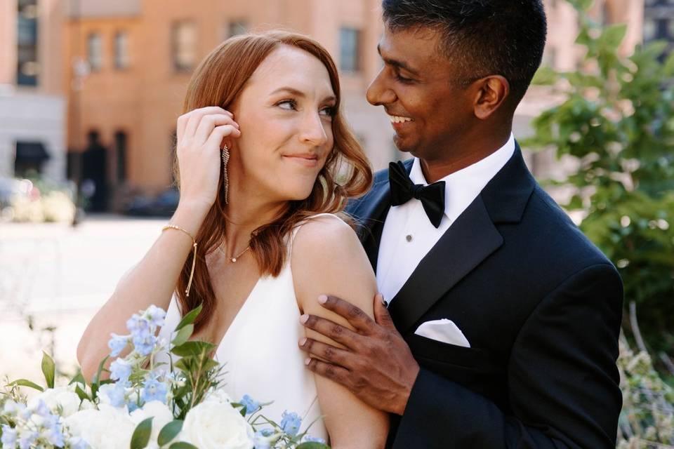 Happy bride and groom