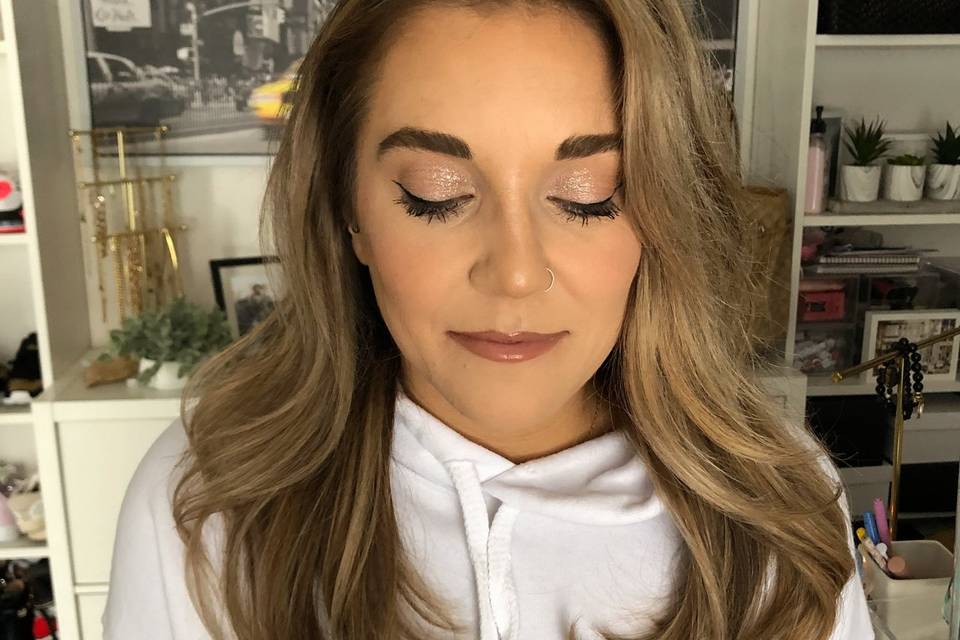 Glam makeup application