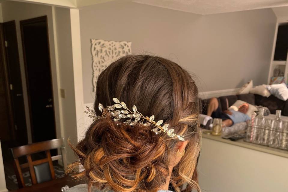 Updo with hair piece