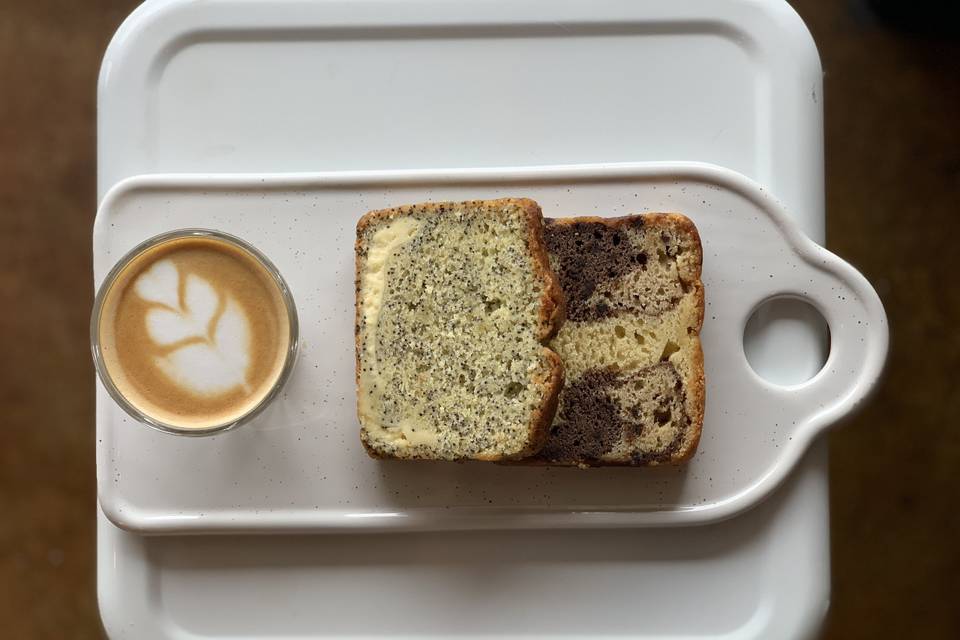 Cortado + coffee cake