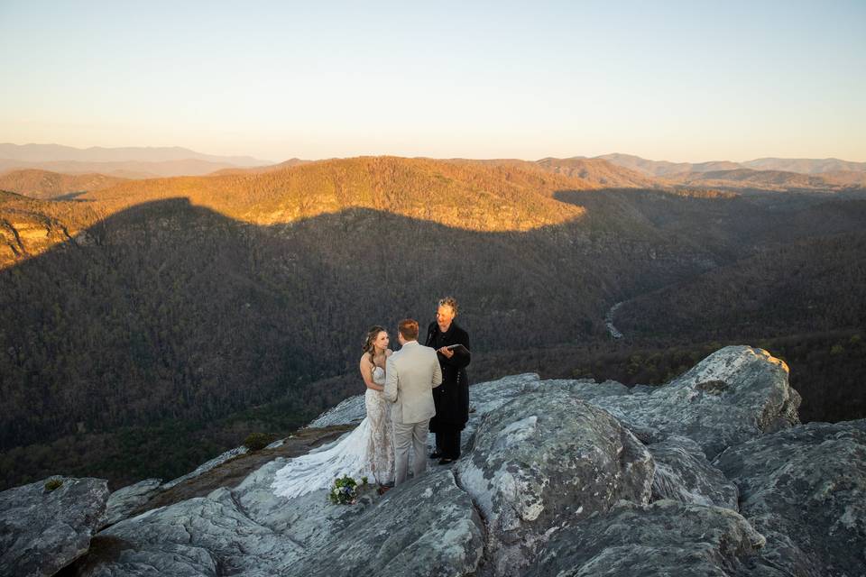 Wedding ceremony on mountain