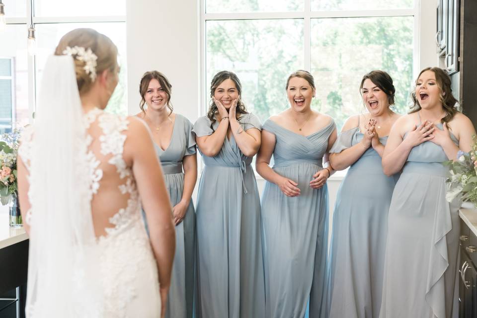 First Look with Bridesmaids