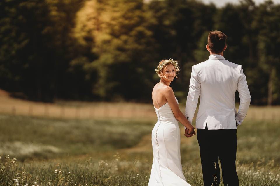 Farm Fence Wedding Photo