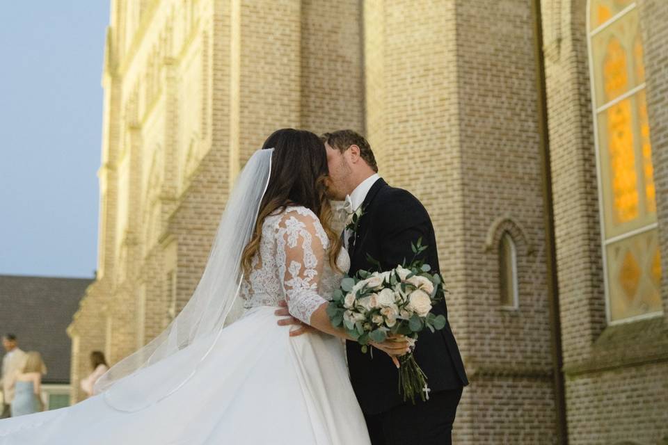 Outside church kiss