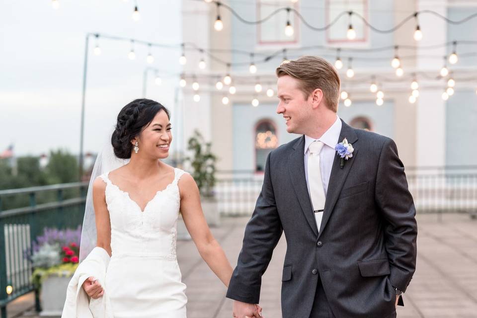 Hand in hand bride & groom