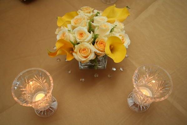 Flower and candle centerpiece