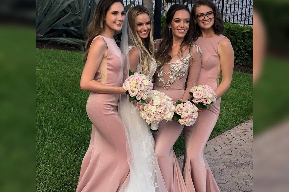 Tailored wedding party gowns