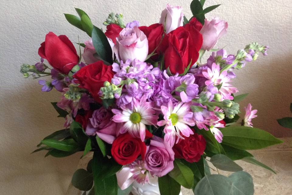 Red and purple flowers