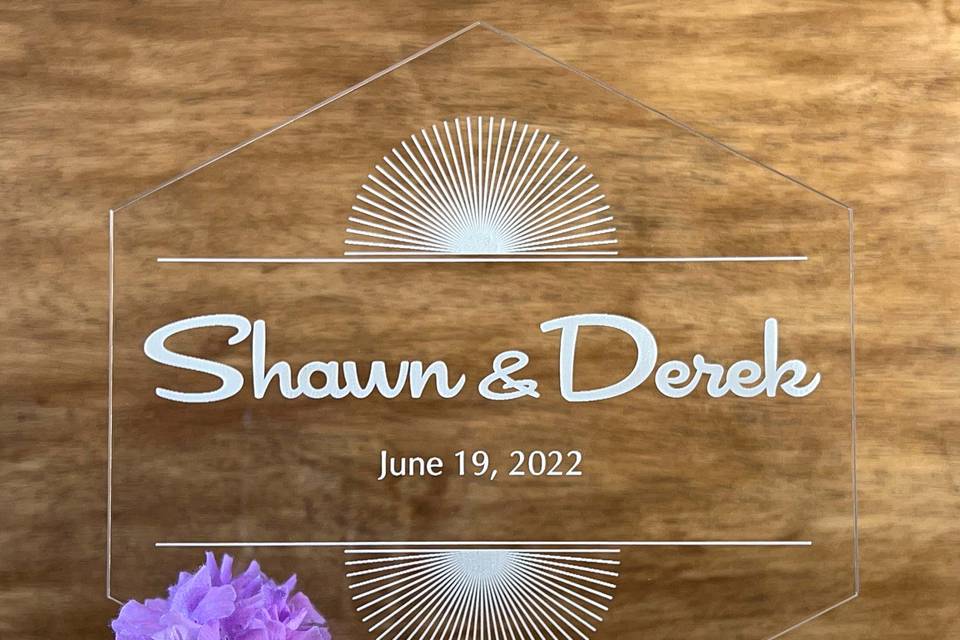 Etched Acrylic Cake Topper