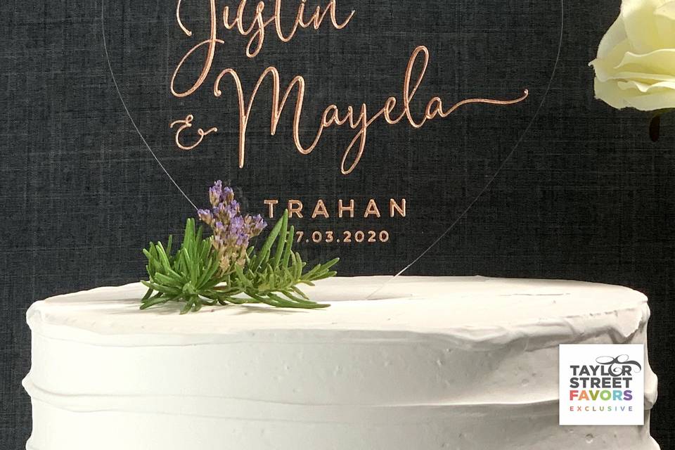 Etched Acrylic Cake Topper