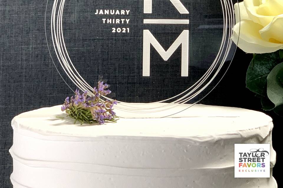 Round Cake Topper Initials