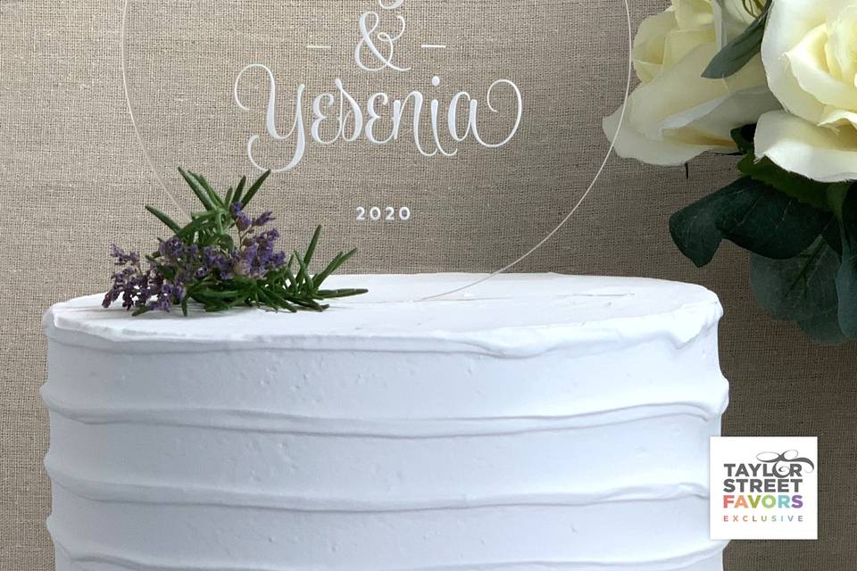 Round Acrylic Topper Cursive