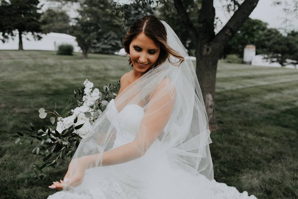 The bride in veil!