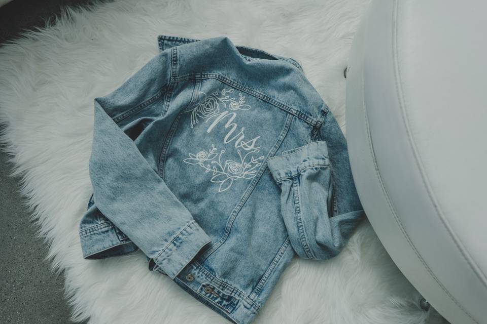 Denim jacket calligraphy