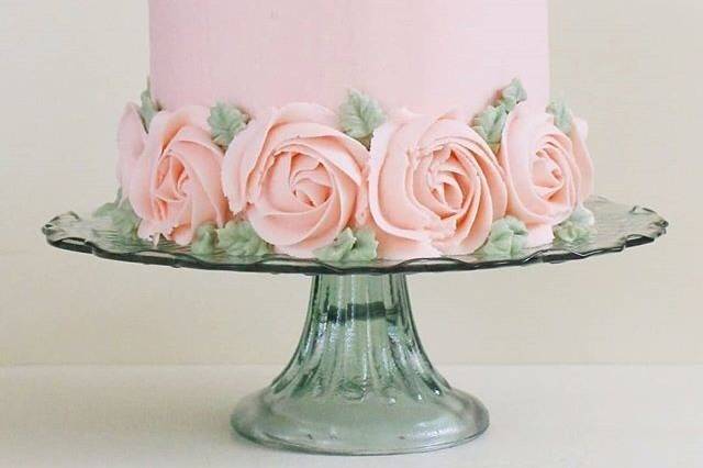 Pink rosette mini wedding cake