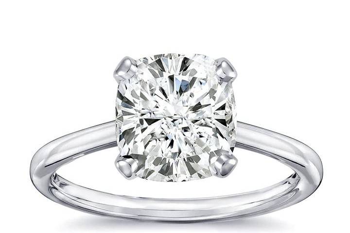 Cushion-cut diamond solitaire ring