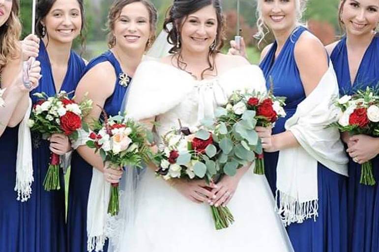 Bride with bridesmaids