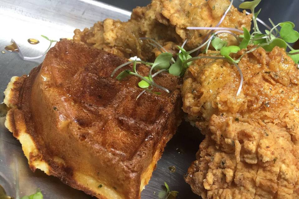 Seoul Fried Chicken and Cinnamon Maple Waffles