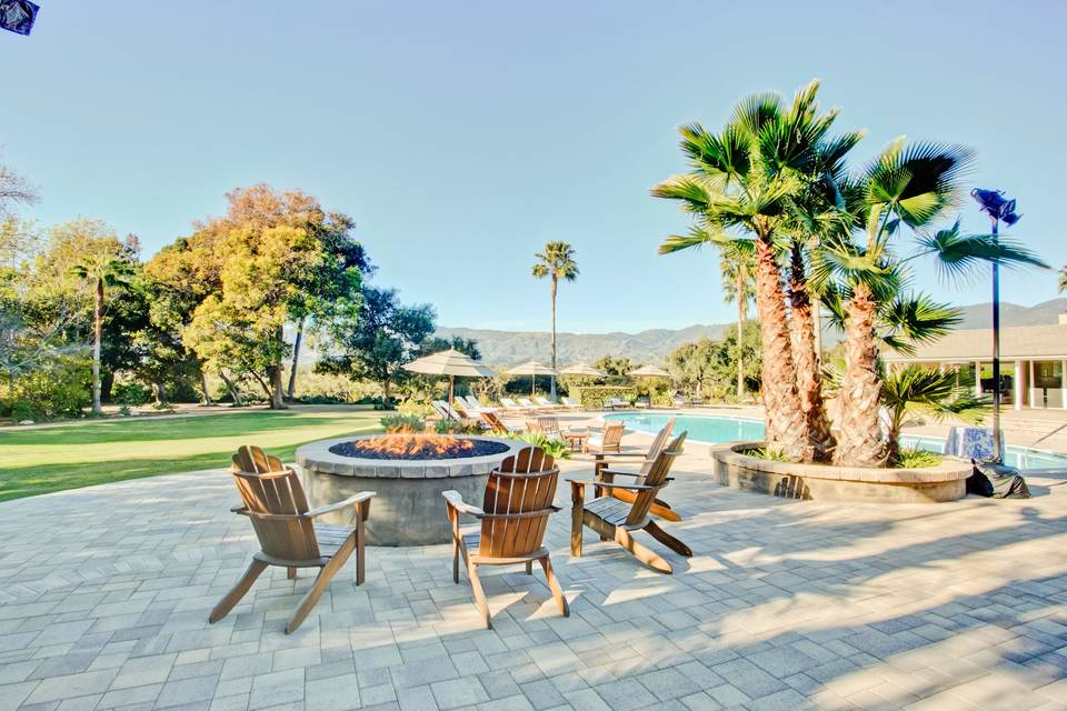 Fire pit facing the great lawn